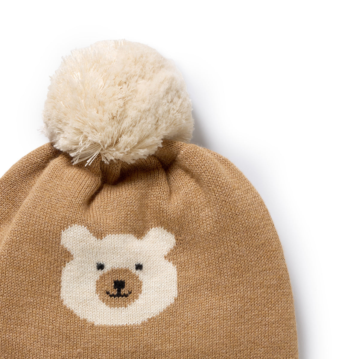 Wilson & Frenchy Beary Cute Organic Knitted Jacquard Hat Brown