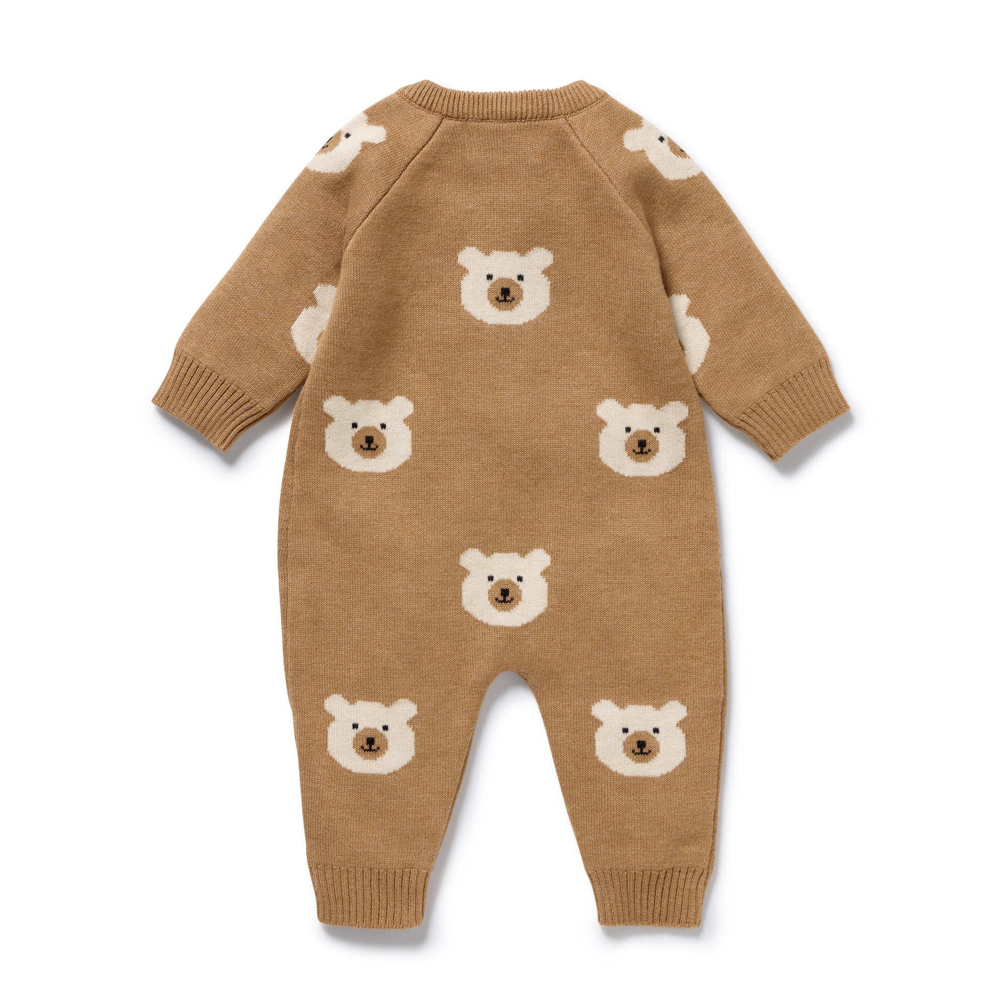 Wilson & Frenchy Beary Cute organic knitted jacquard grow suit
