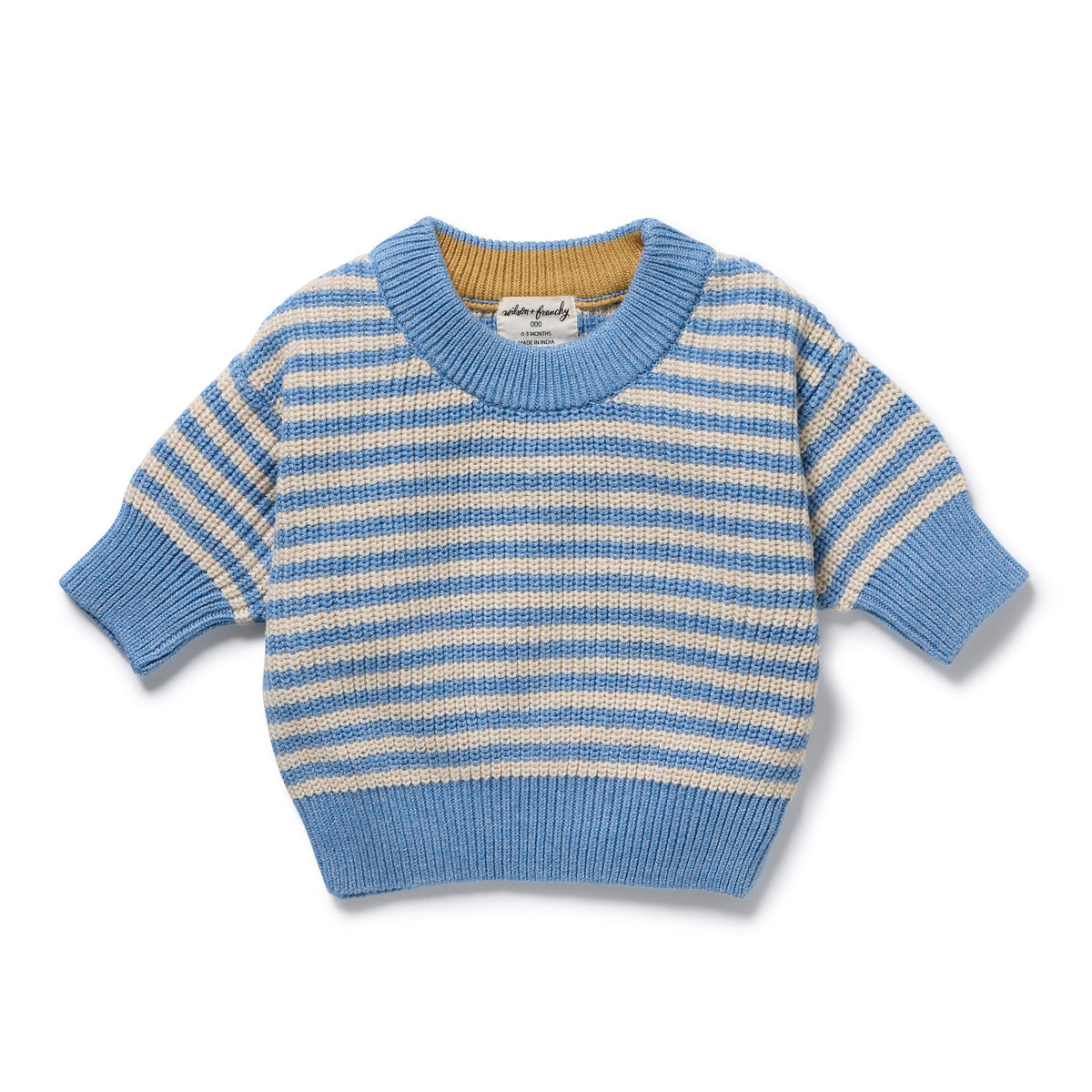 Wilson & Frenchy organic knitted stripe jumper in frosted blue