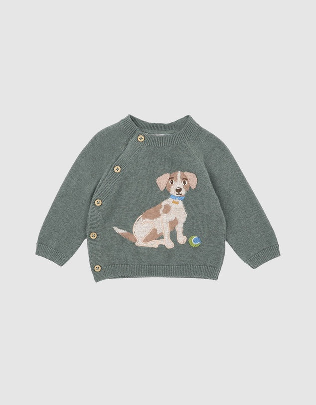 BEBE OTTO PROUD PUPPY ORGANIC KNITTED JUMPER