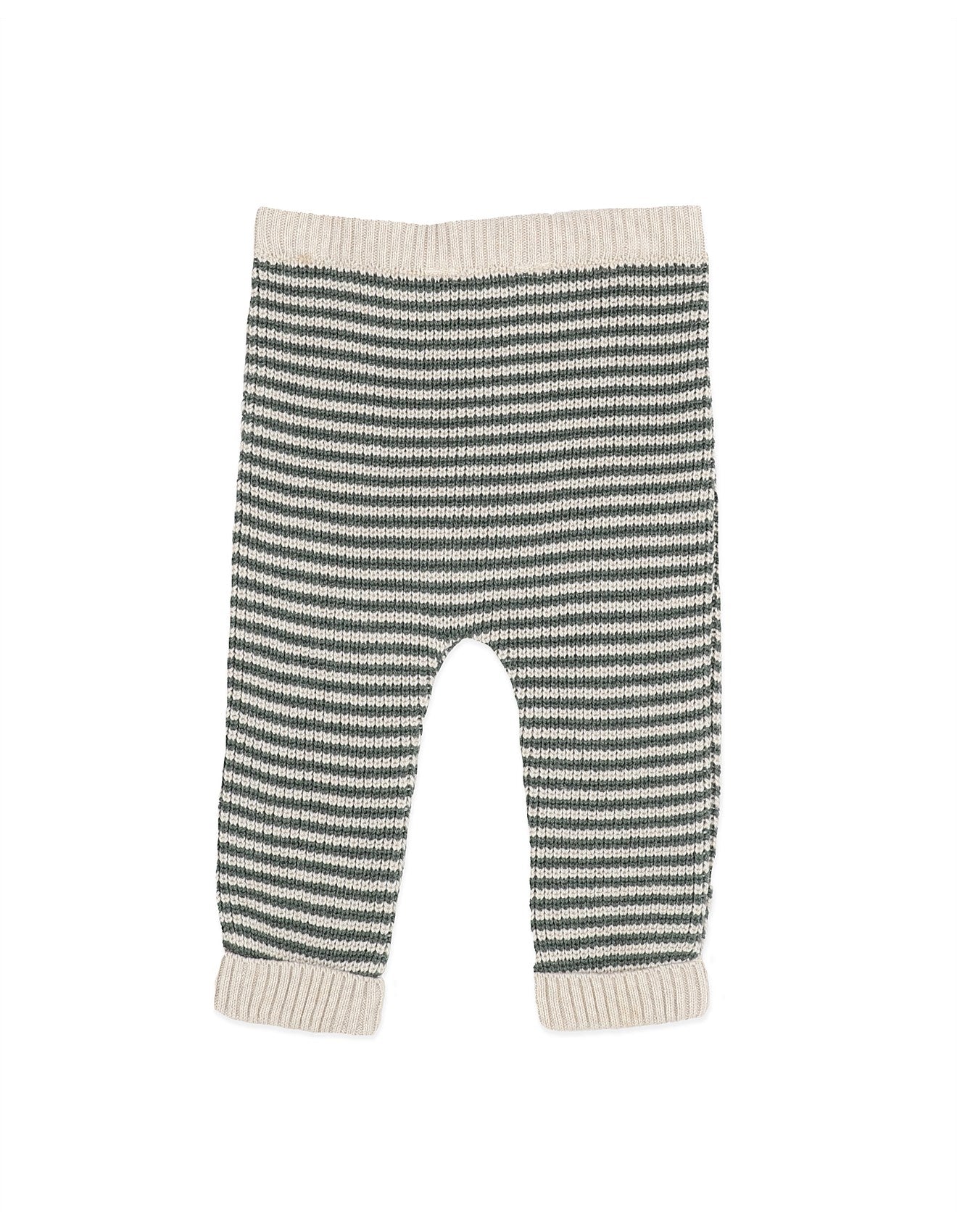 BEBE OTTO STRIPE ORGANIC KNITTED LEGGINGS