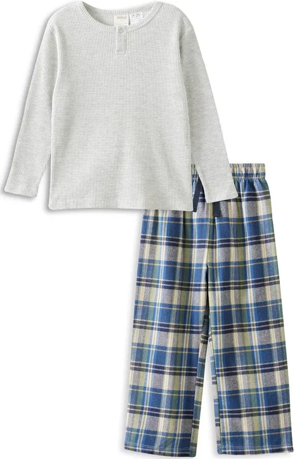 Milky Chester Check Long Sleeve Pyjamas in Silver Marle/Check