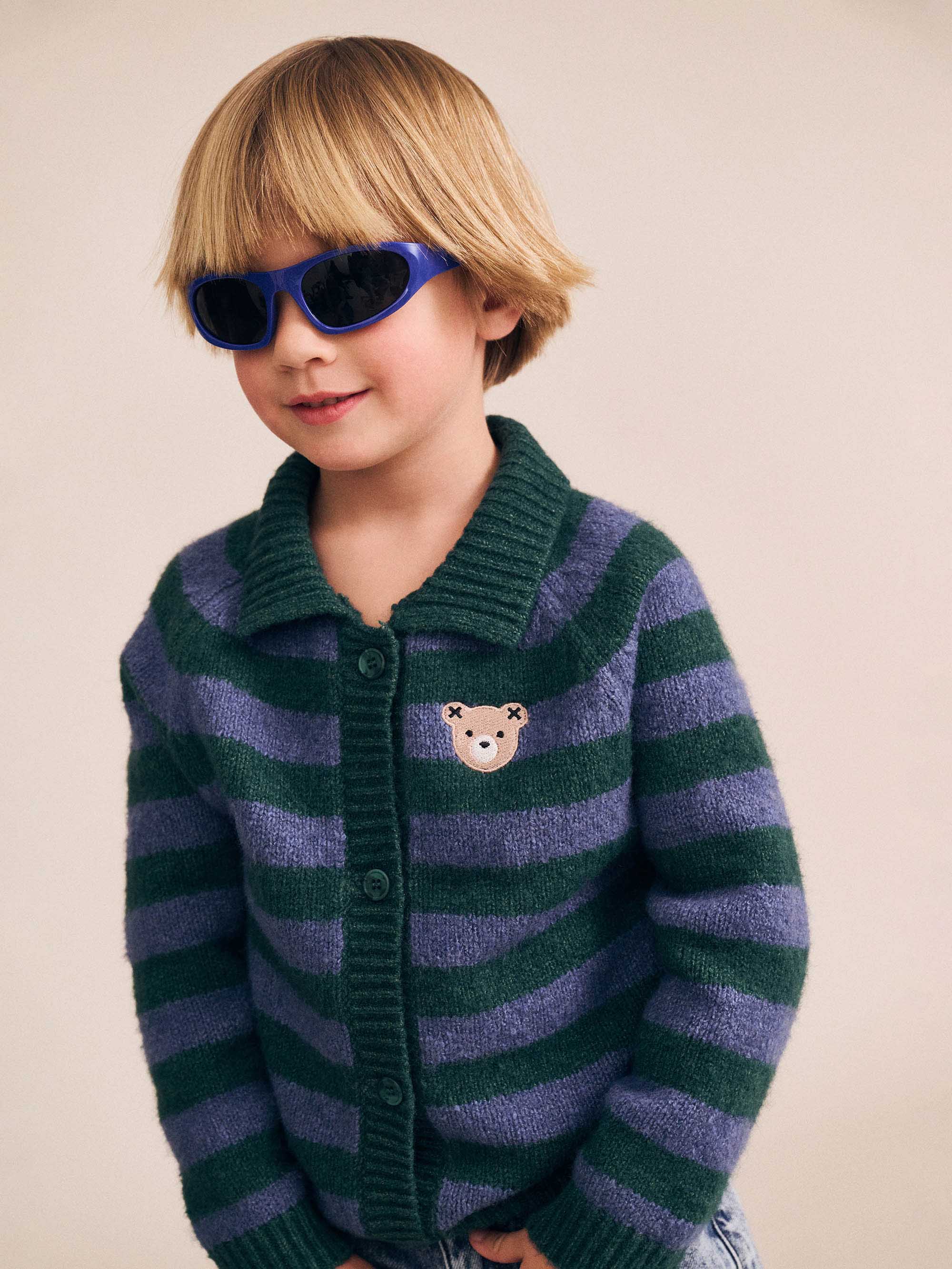 Huxbaby classic stripe collar knit Cardi