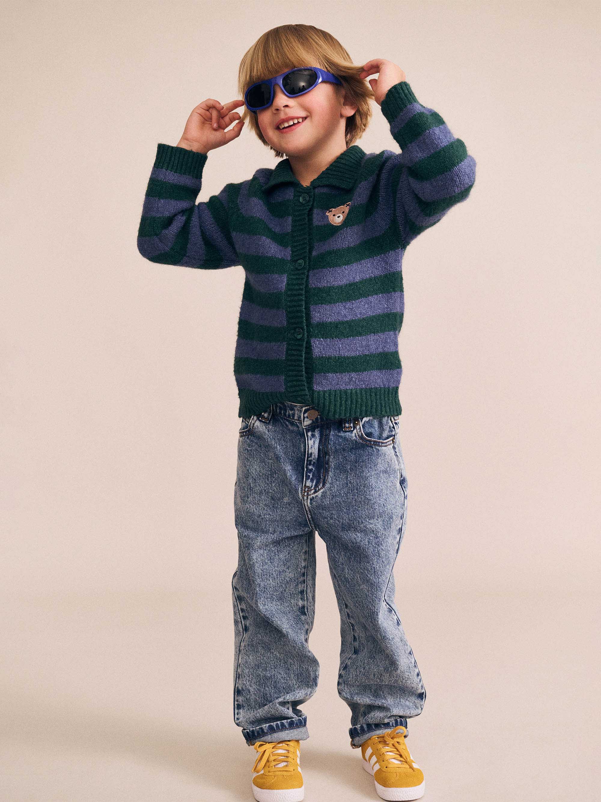 Huxbaby classic stripe collar knit Cardi