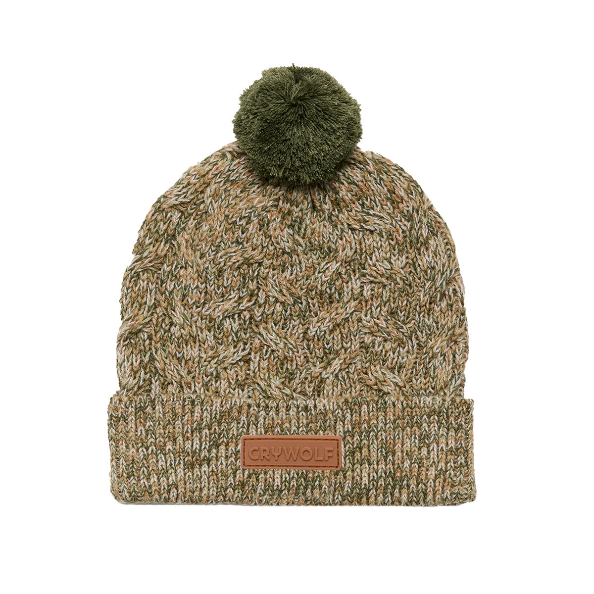 Crywolf Pom Pom beanie in olive speckle