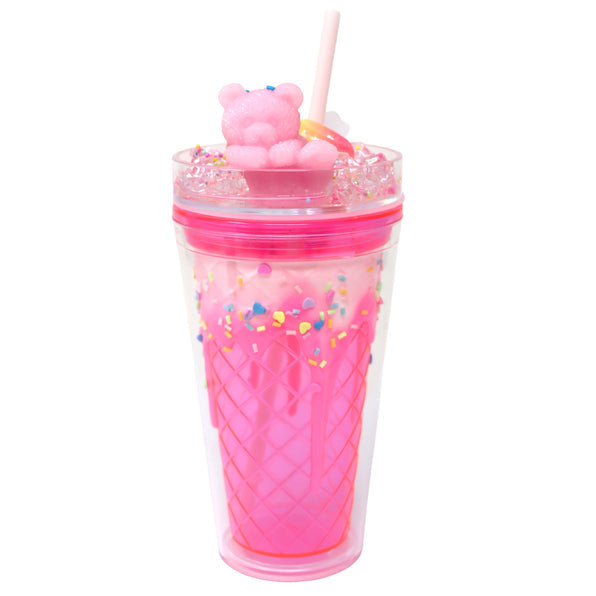 Pink Poppy Drinking Cup with straw 8 colour combinations