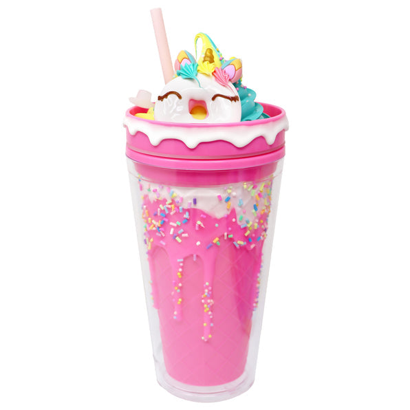 Pink Poppy Drinking Cup with straw 8 colour combinations