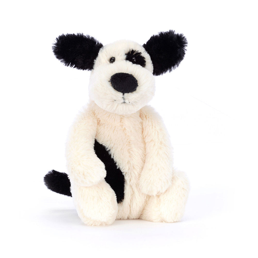 Jellycat Small Bashful Black & Cream Puppy in Cream