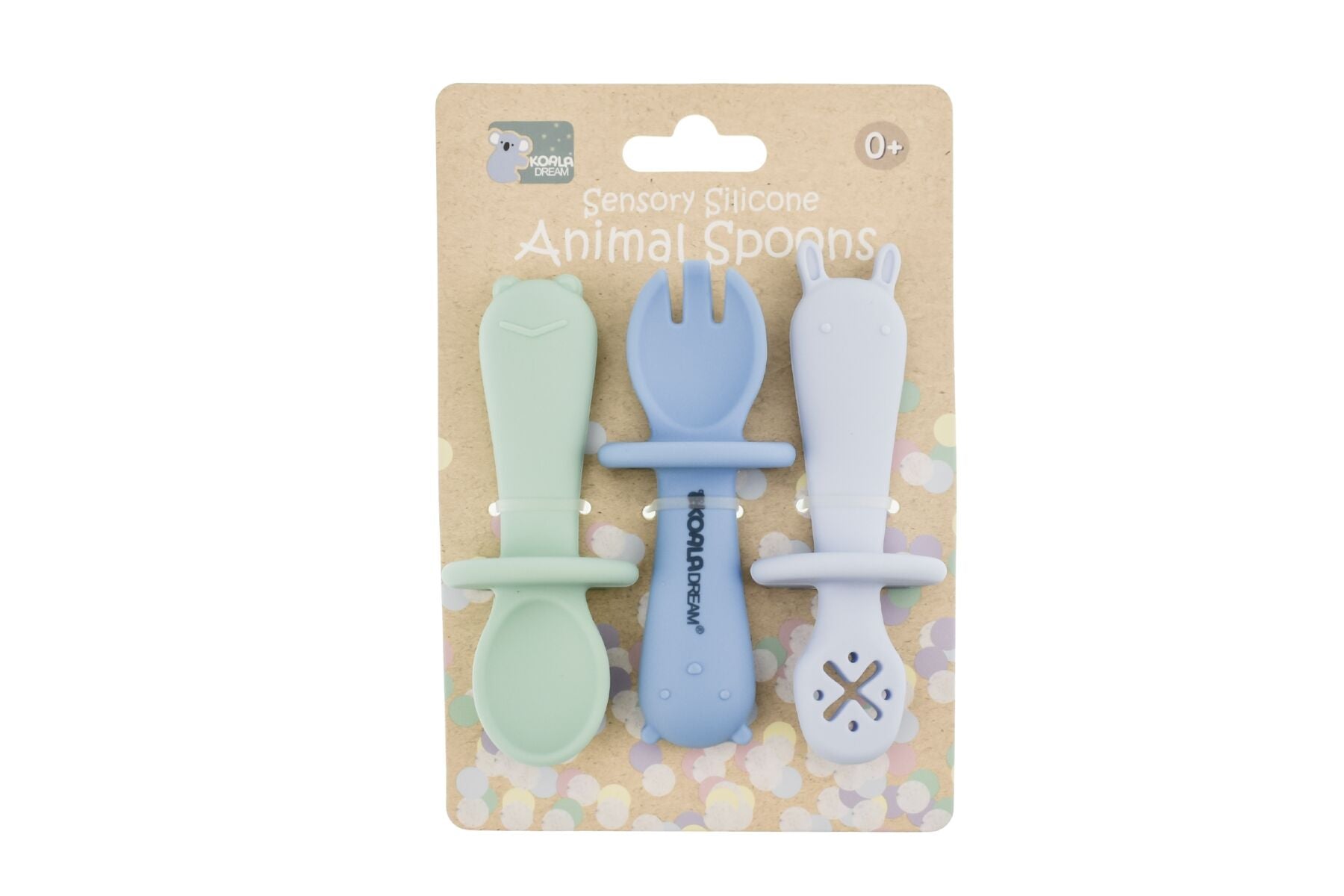 SENSORY SILICONE ANIMAL SPOONS - BLUE
