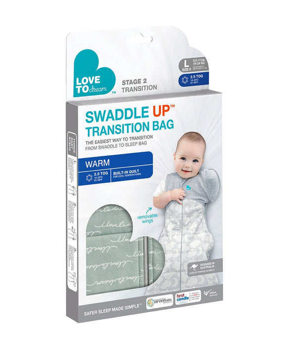 Love To Dream Swaddle up transition bag 2.5 tog Winter Warm in grey