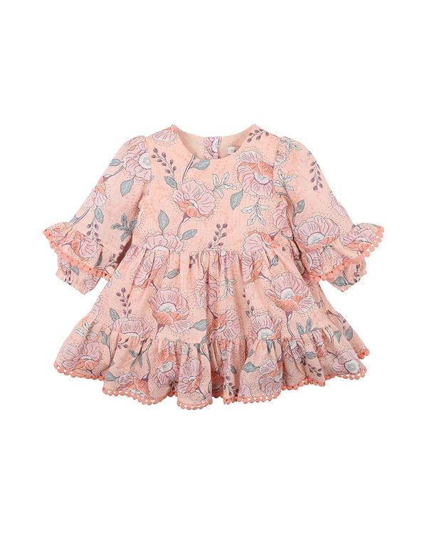 Fox & Finch Poppy print Dress in floral pink