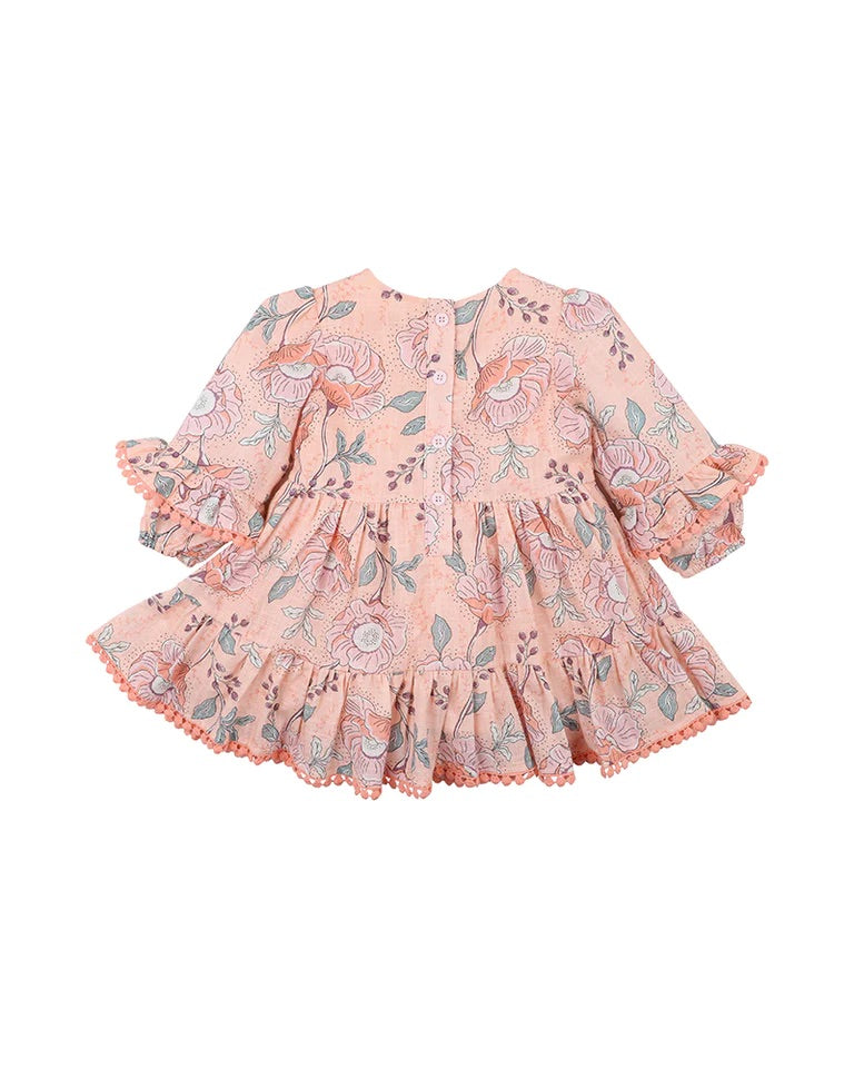 Fox & Finch Poppy print Dress in floral pink