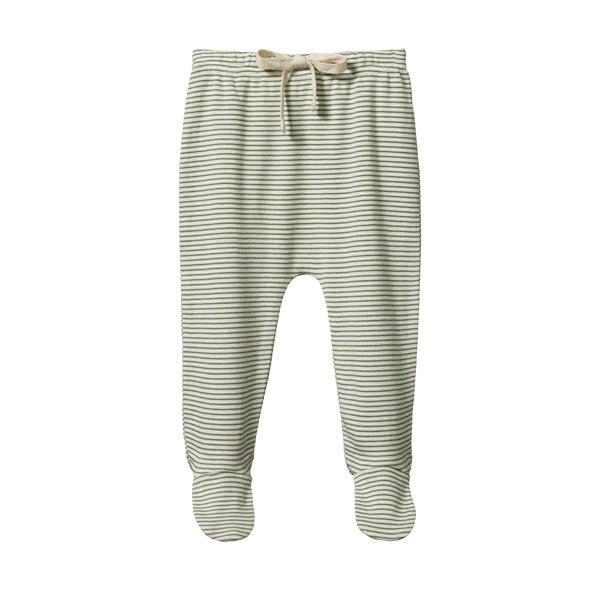 Nature baby footed romper pinstripe nettle in green