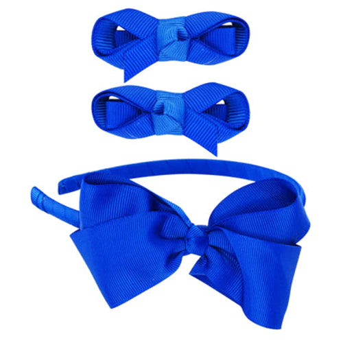 Pink Poppy School Hairband set Royal blue