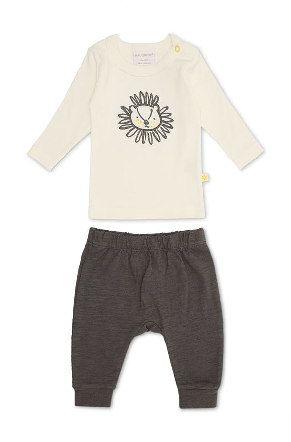 Marquise Lion Top and Footless Pant Set in Charcoal/Vanilla