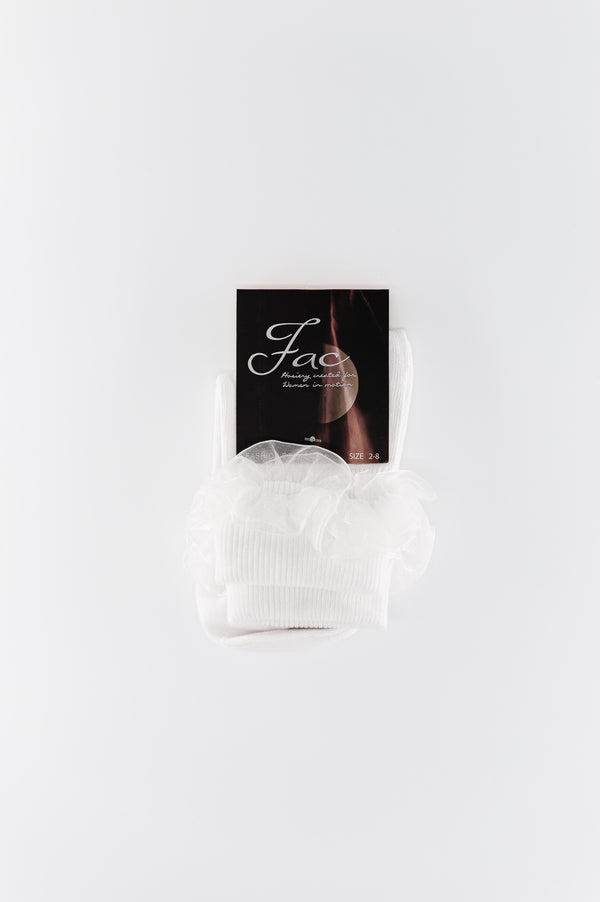 FAC Fashion Accessories Organza Frill Sock in white