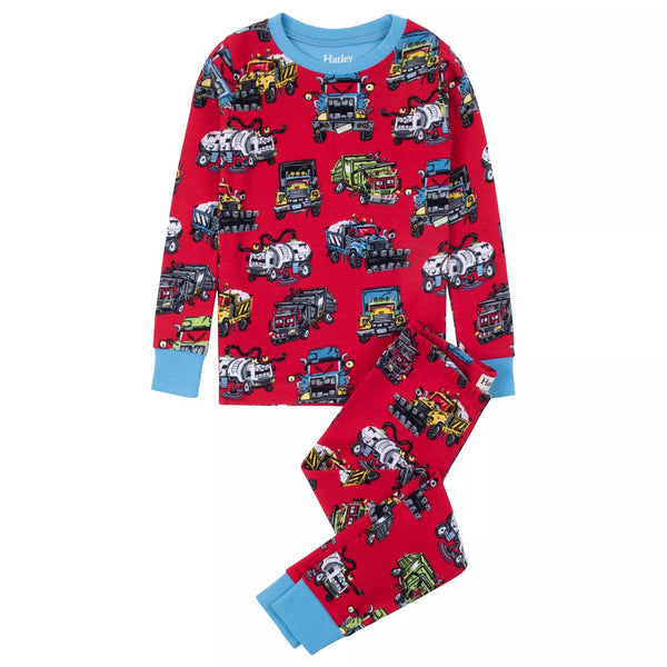 Hatley Pajamas monster trucks  organic Pj set in red