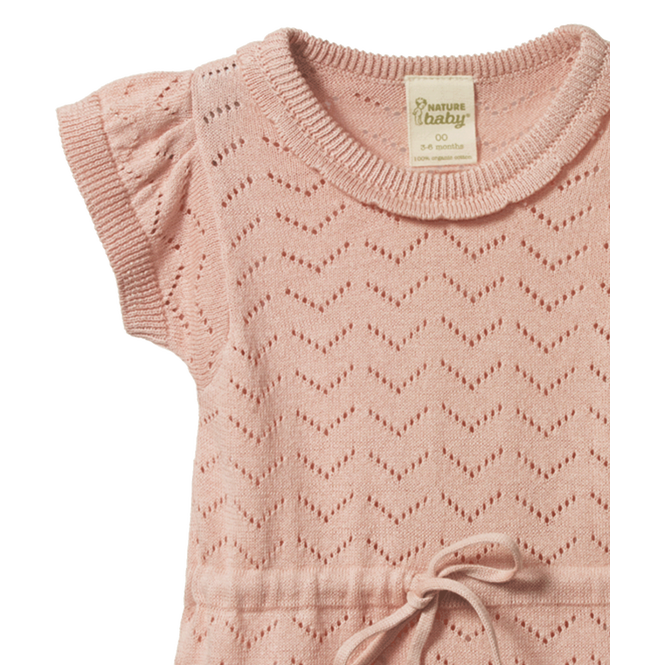 Nature Baby Lottie Suit Rose Bud Pointelle in Pink