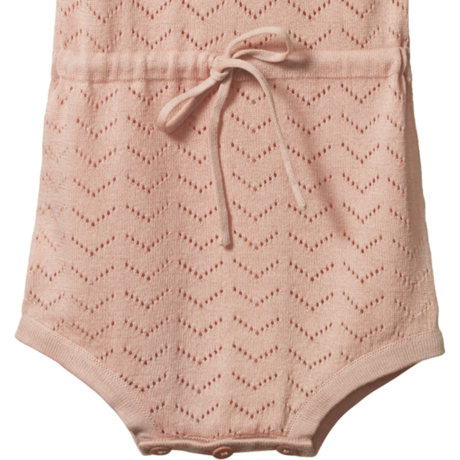 Nature Baby Lottie Suit Rose Bud Pointelle in Pink