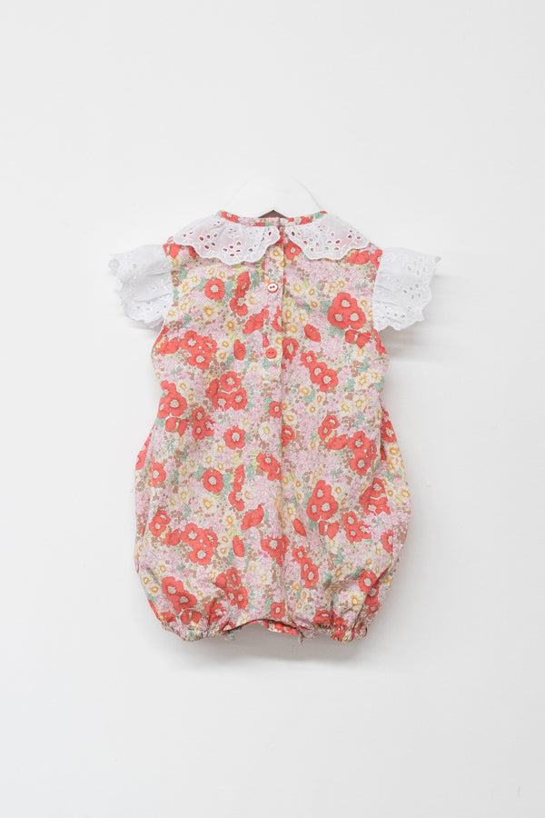 Smox Rox Poppy smocked romper apricot in orange floral