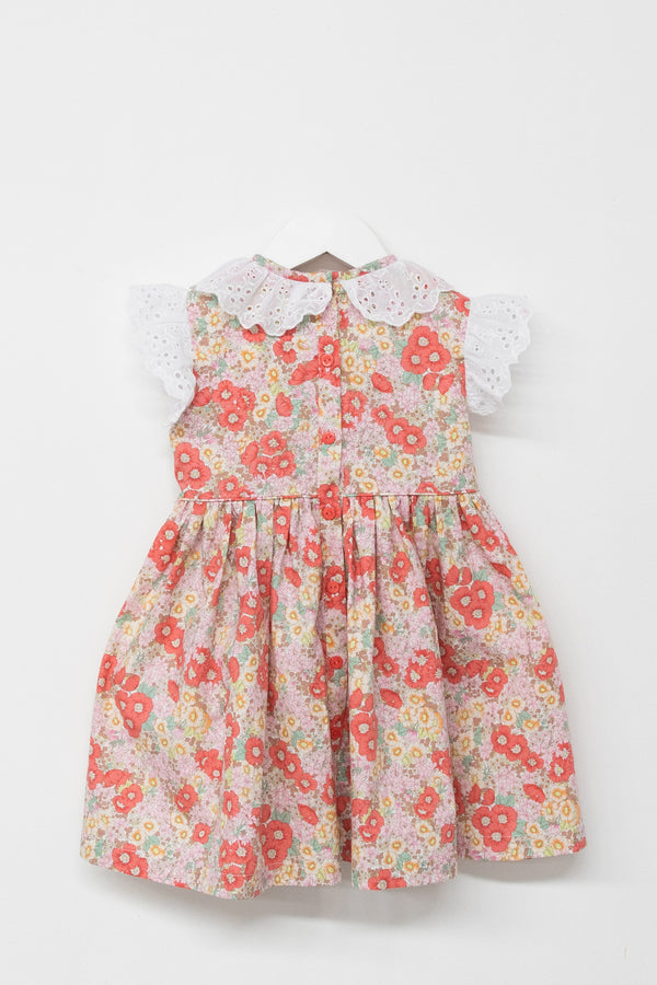 Smox Rox Poppy smocked dress apricot in orange floral