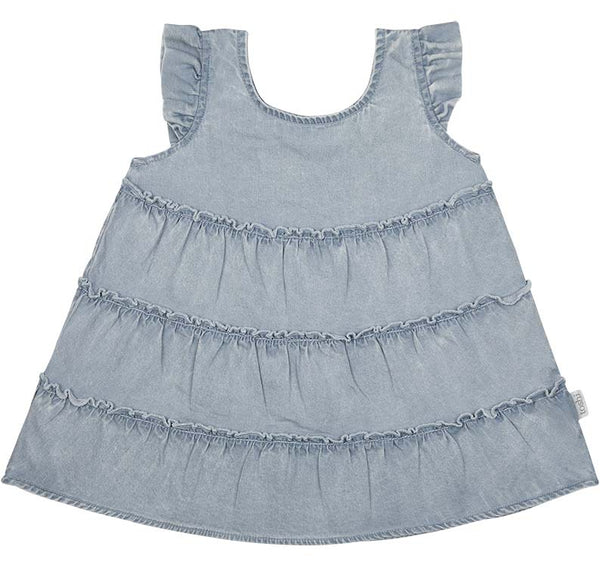 Toshi Baby Tiered Dress Indiana Chambray in Blue