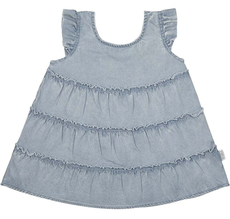 Toshi Baby Tiered Dress Indiana Chambray in Blue