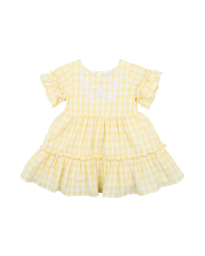 Bebe Peggy embroidered gingham dress lemon in yellow Bebe Peggy embroidered gingham dress lemon in yellow