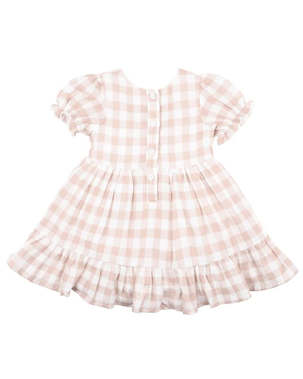 Bebe quinn check dress with shirring in brown