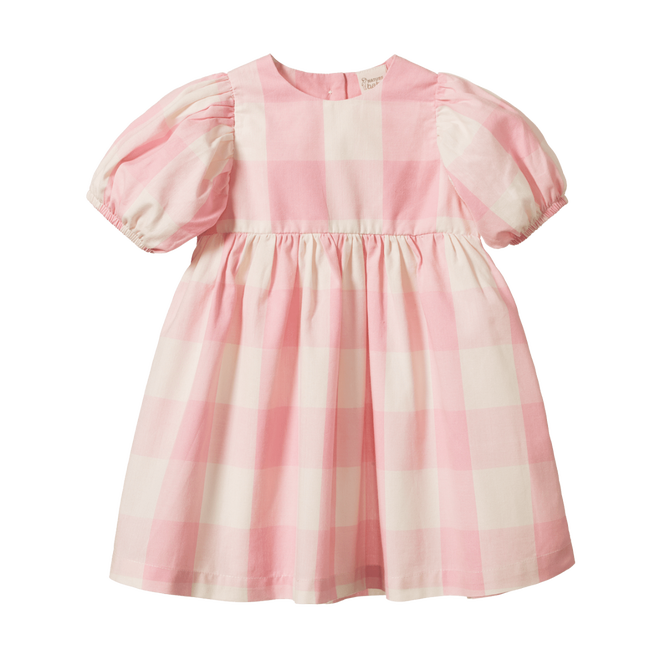 Nature Baby Albertine Dress Summer Rose Check Rose in Pink Multi