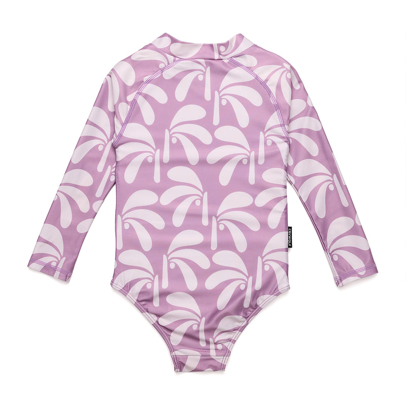 Crywolf long sleeve swimsuit lilac palms