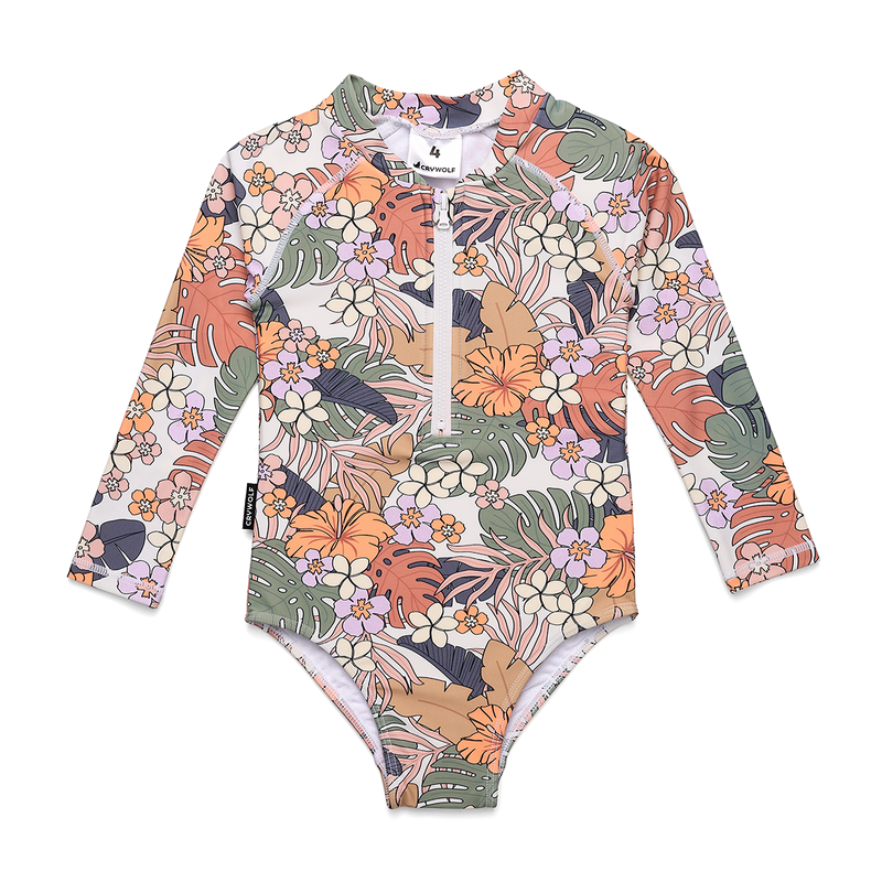 Crywolf long sleeve swimsuit tropical floral