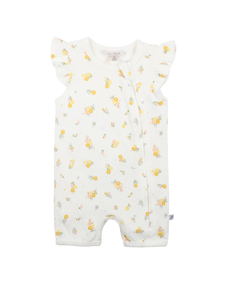 Fox & finch dandelion short sleeve zip romper in Ditsy print