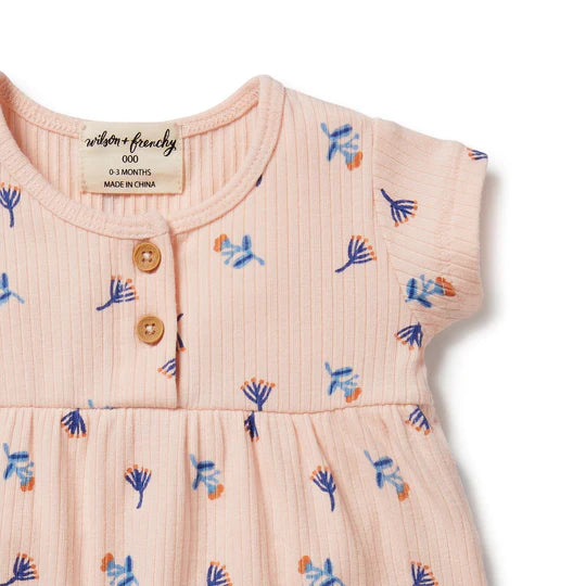 Wilson & Frenchy Organic Rib Playsuit Little Flower