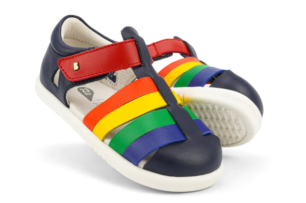 Bobux step up Tidal sandal  in navy rainbow