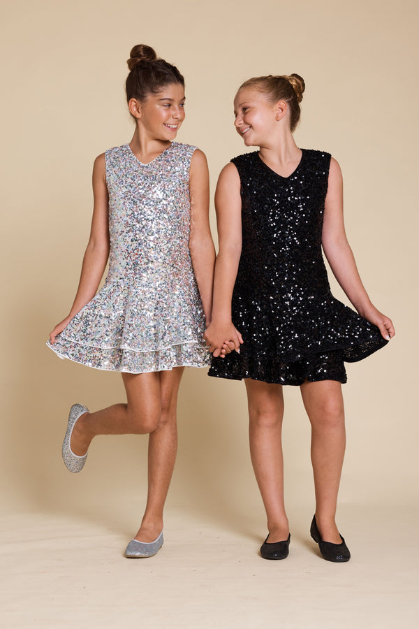 Honey & Beau Teens Fifi Dress in Multi Colour sequins