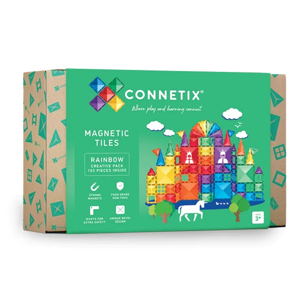 Connetix Magnetic Tiles 102 Pc Rainbow Creative Pack