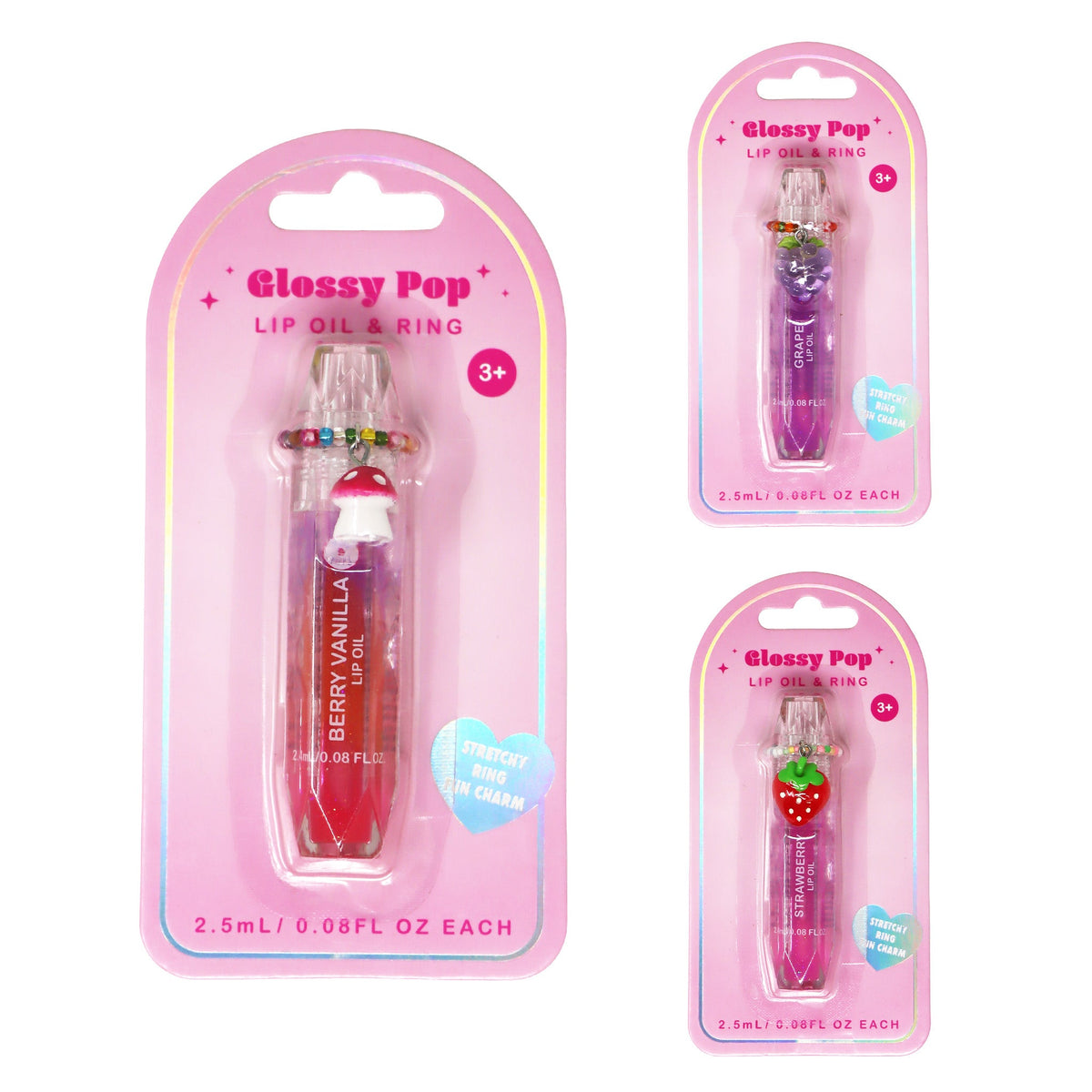 Pink Poppy Scented Lip Oil with Ring