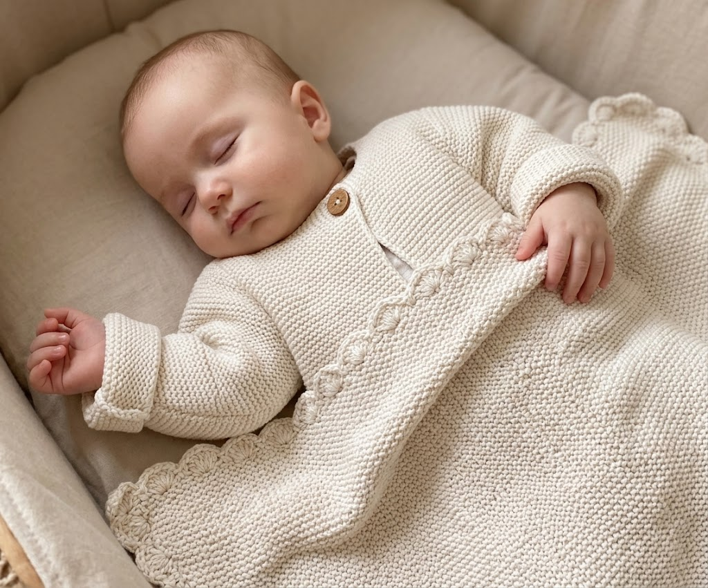 Alimrose Knit Baby Jacket Natural - lifestyle