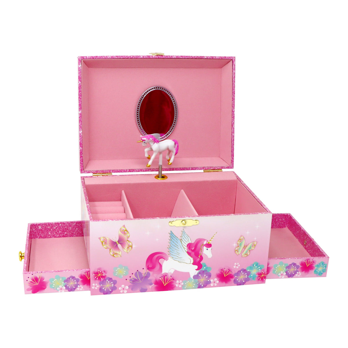 Pink Poppy Unicorn Rainbow Luxury Music Box