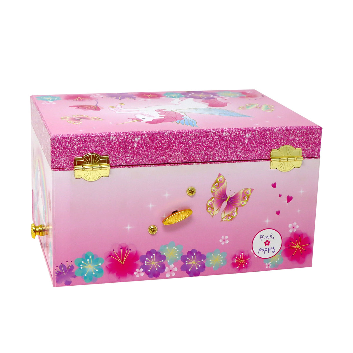 Pink Poppy Unicorn Rainbow Luxury Music Box
