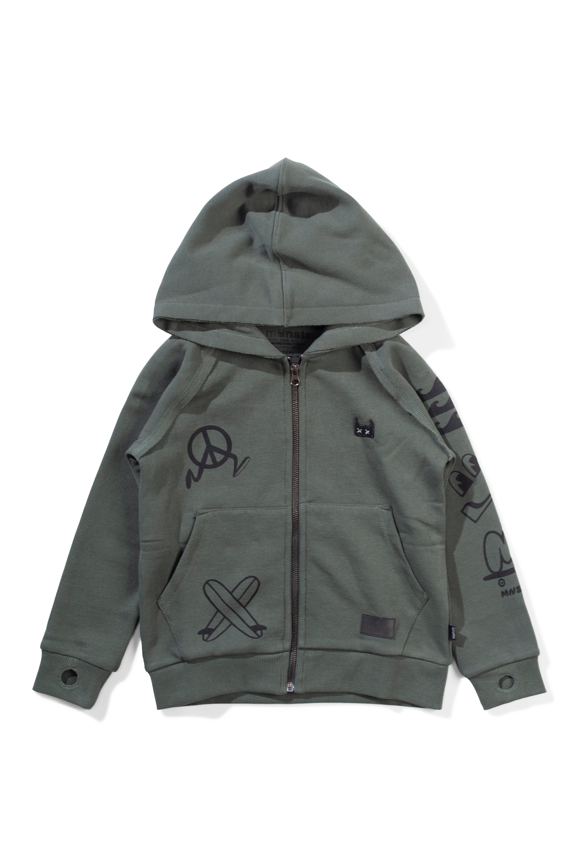 Munster Kids Icon Patch Zip Hoody in Ocean Green
