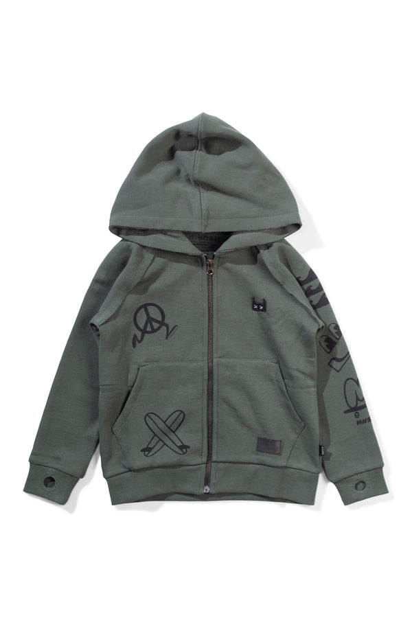 Munster Kids Icon Patch Zip Hoody in Ocean Green
