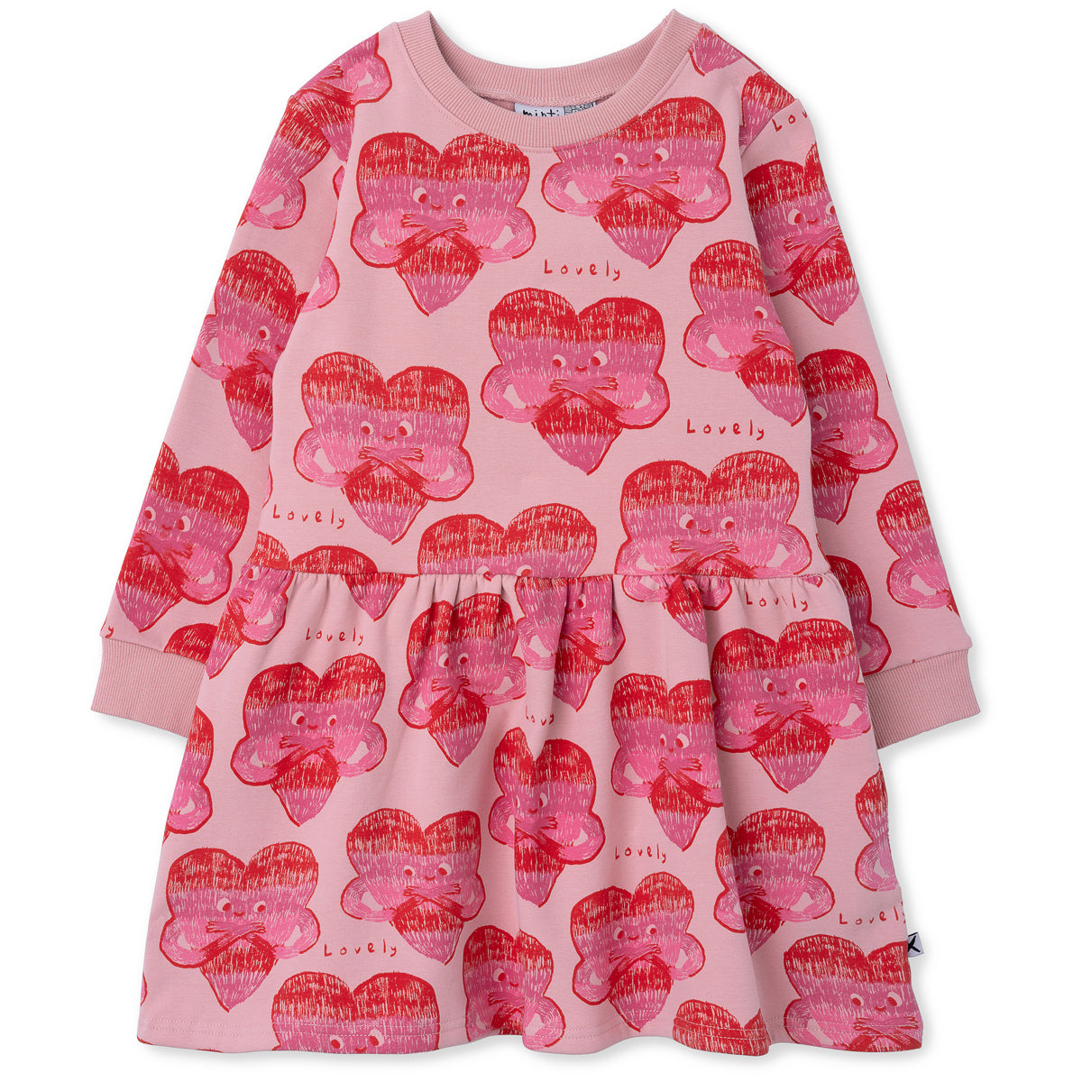 Minti lovely heart furry dress in pink