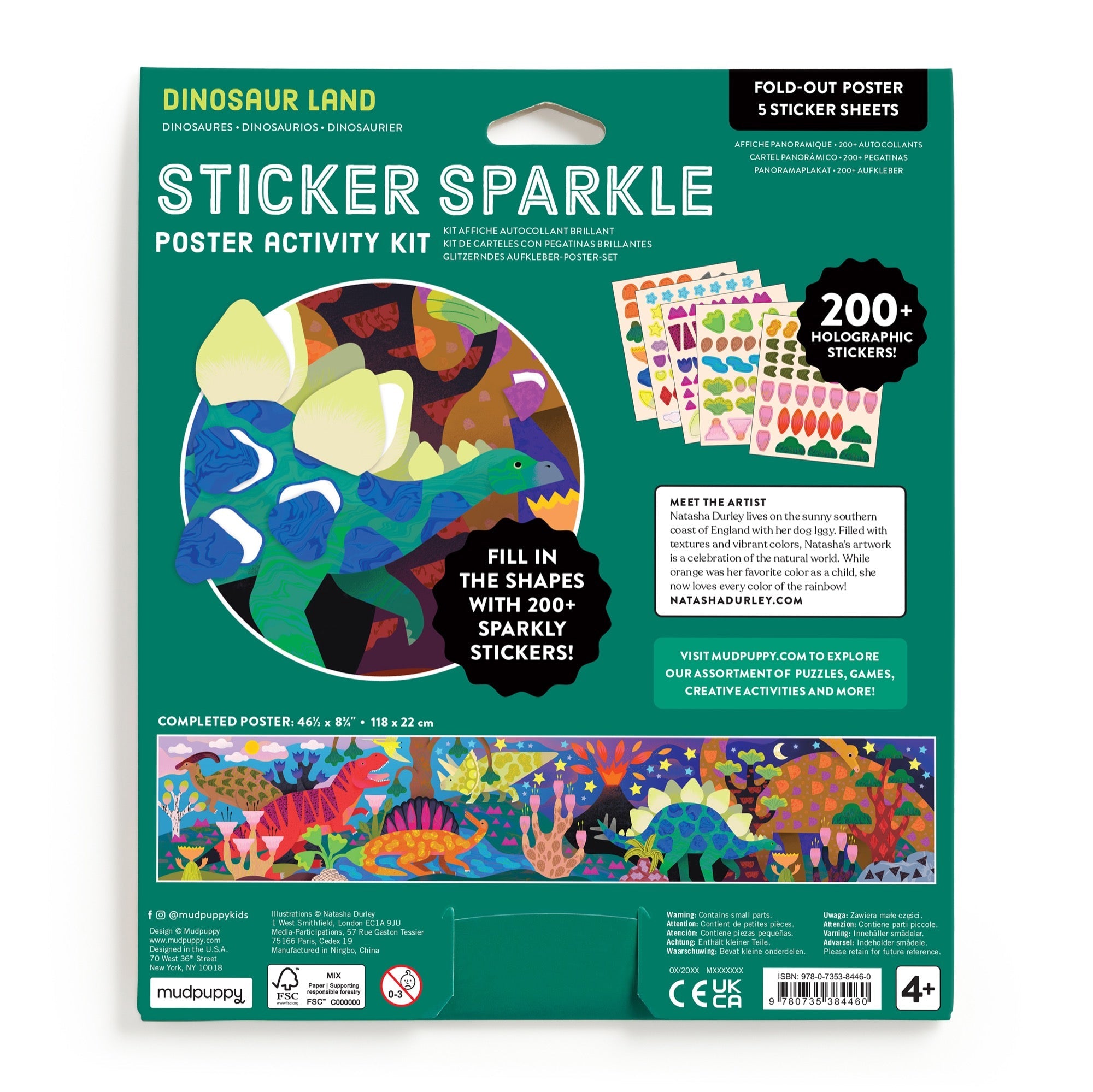 Mudpuppy Dinosaur Land Sticker Sparkle Poster Activity Kit - additional view