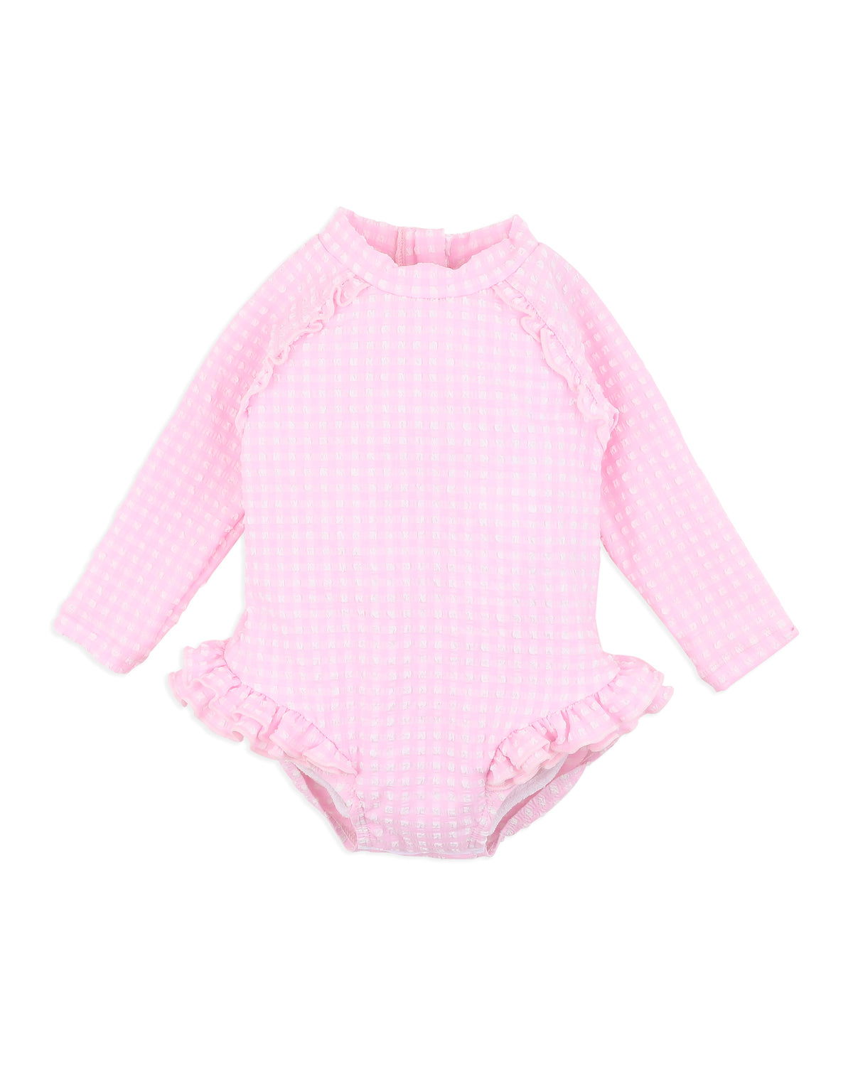 Minihaha Pink Gingham LS Sunsuit - Pink Gingham