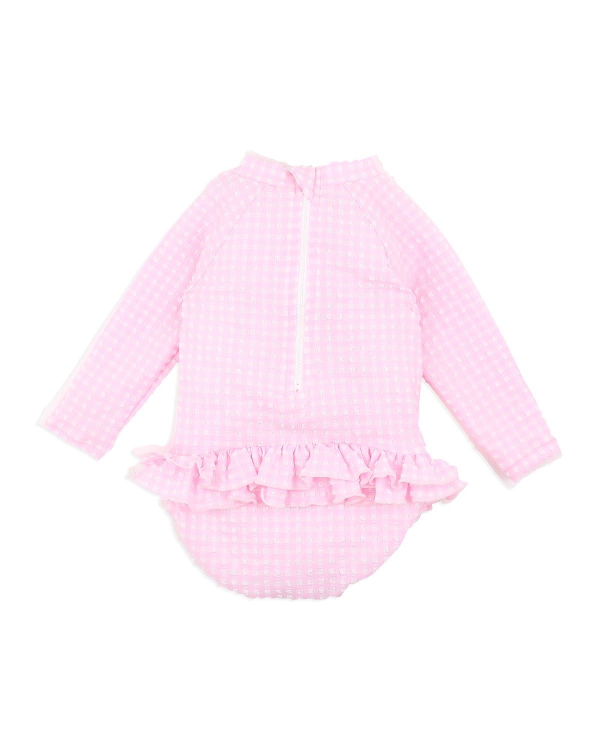 Minihaha Pink Gingham LS Sunsuit - Pink Gingham