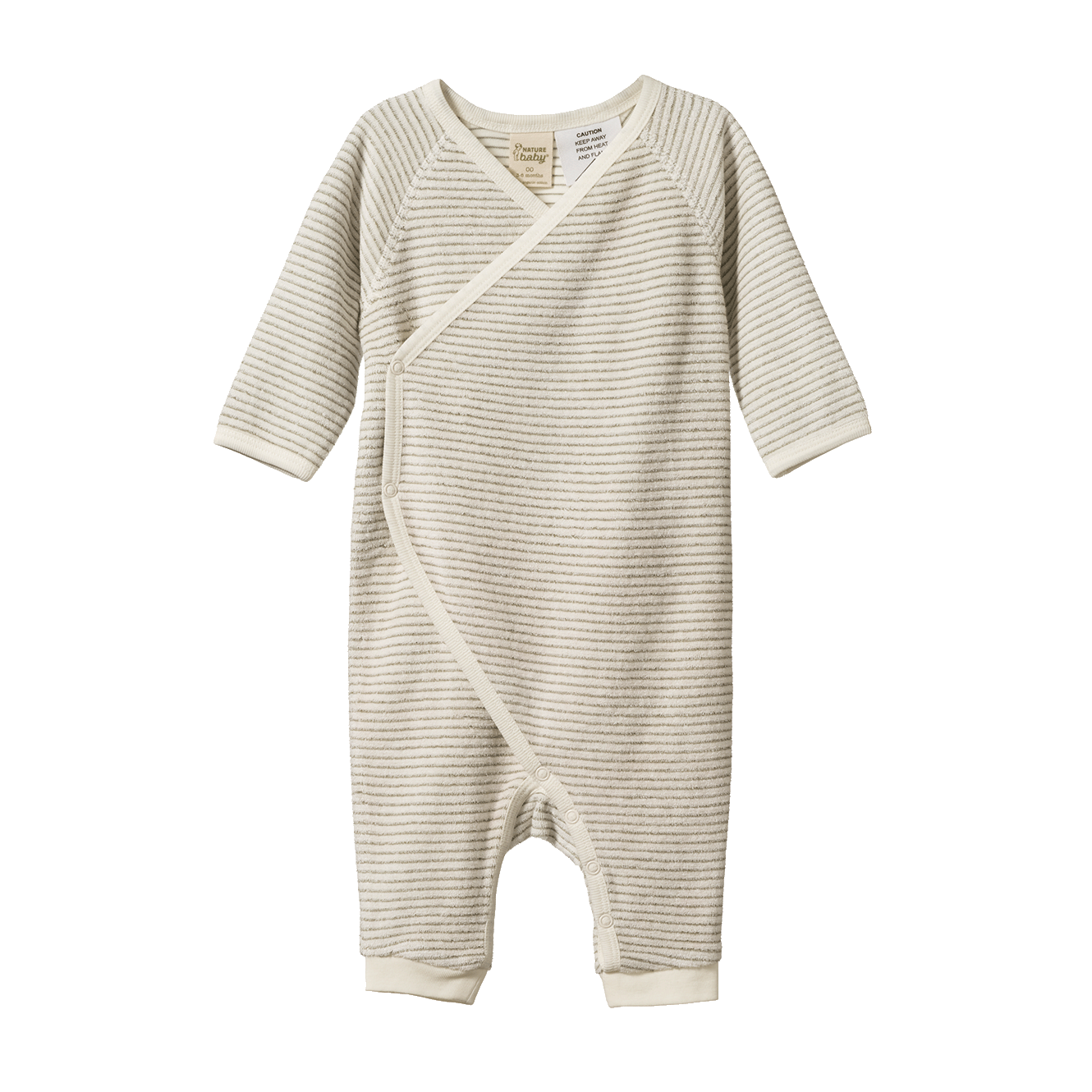 Nature Baby Kimono Stretch & Grow Terry Suit in Nettle Pinstripe