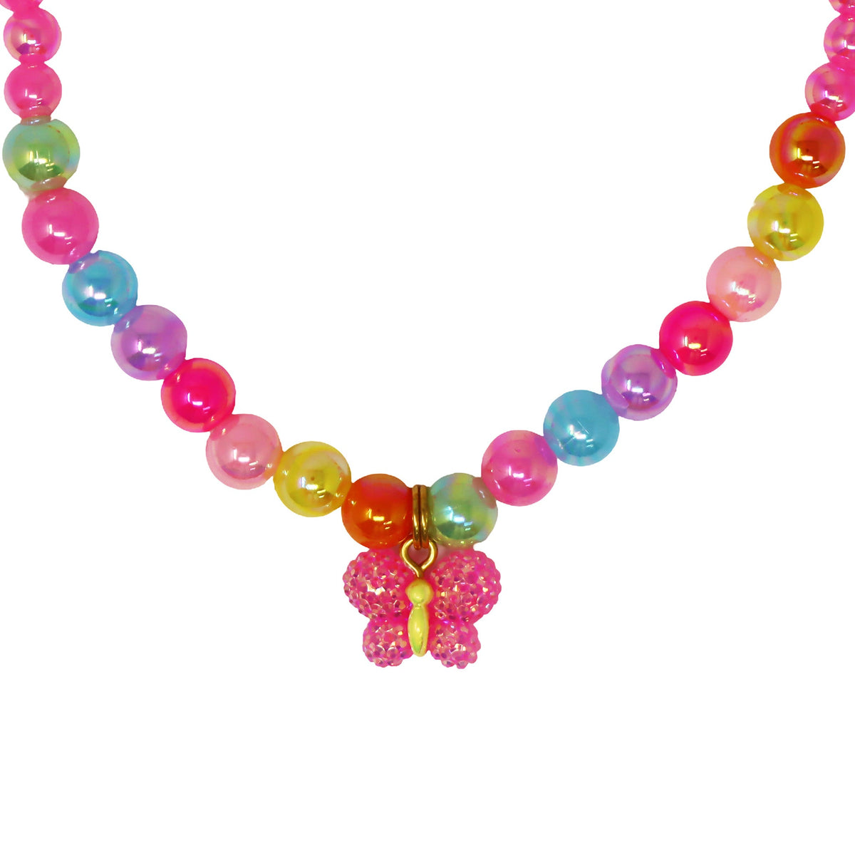 Pink Poppy Sparkle Butterfly Necklace & Bracelet Set