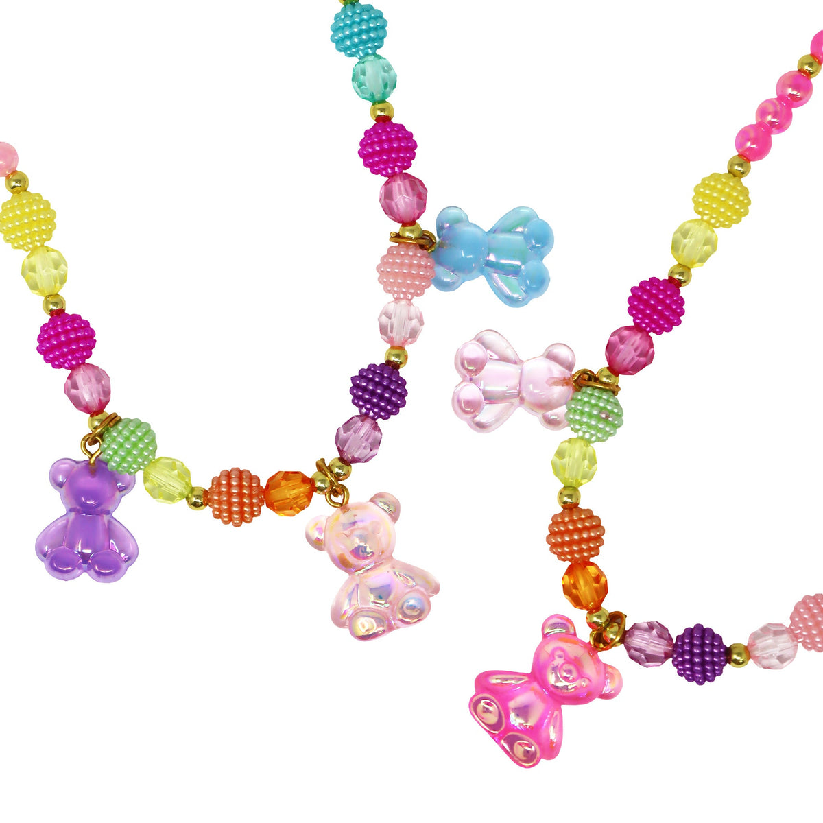 Pink Poppy jelly bear necklace